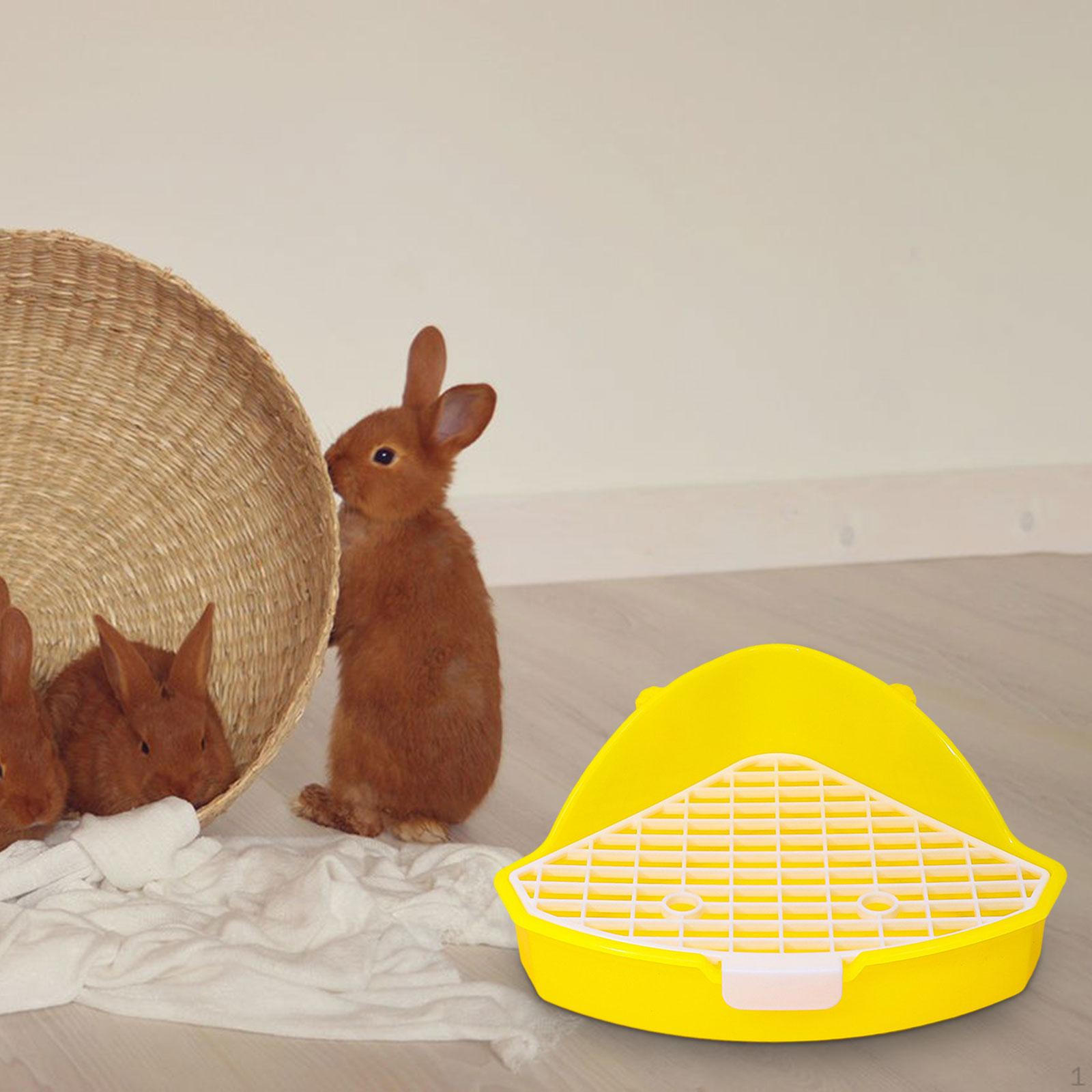 

Лоток для кроликів Кутова каструля 25x17x10 см Легко чиститься Лоток для сечовипускання Дрібні тварини жовтий