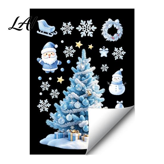 Winter Wonderland Decorations Christmas Snowflakes Santa Static Sticker Waterproof PVC Window Decorative Stickers for Glass Decal Removable