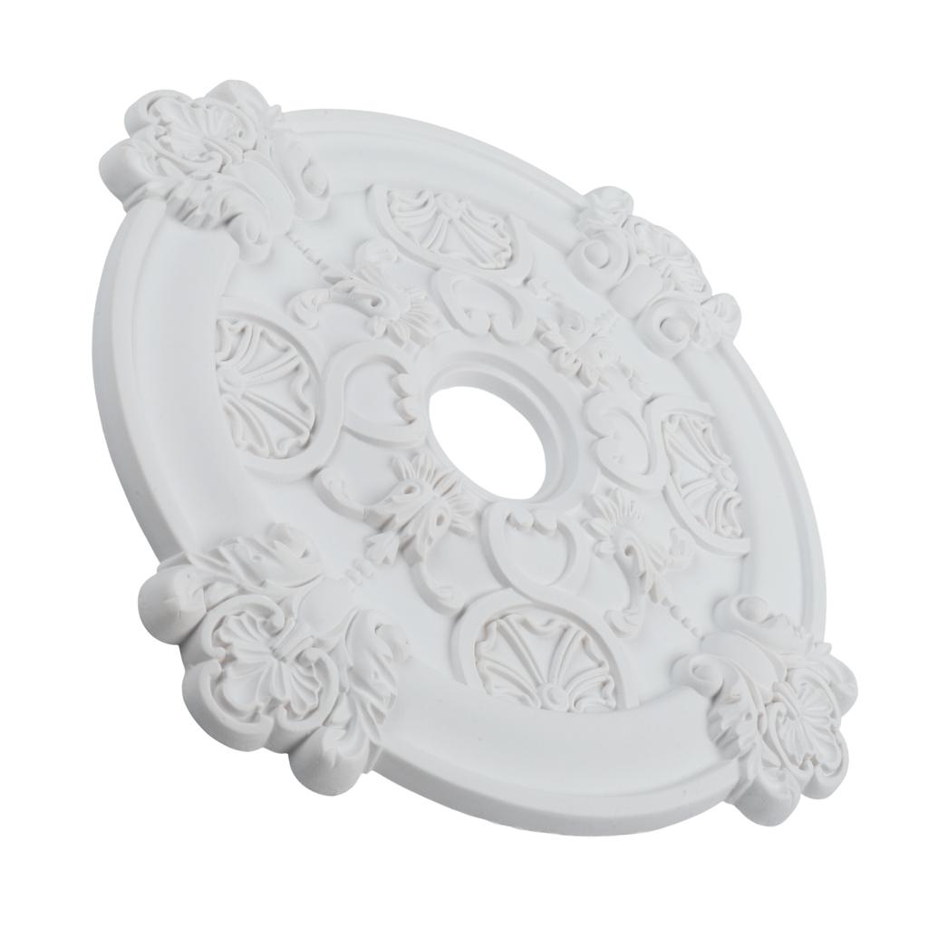 White Circular PU Lamp Panel Ceiling Cover for Fan Light Decoration 39cm Size