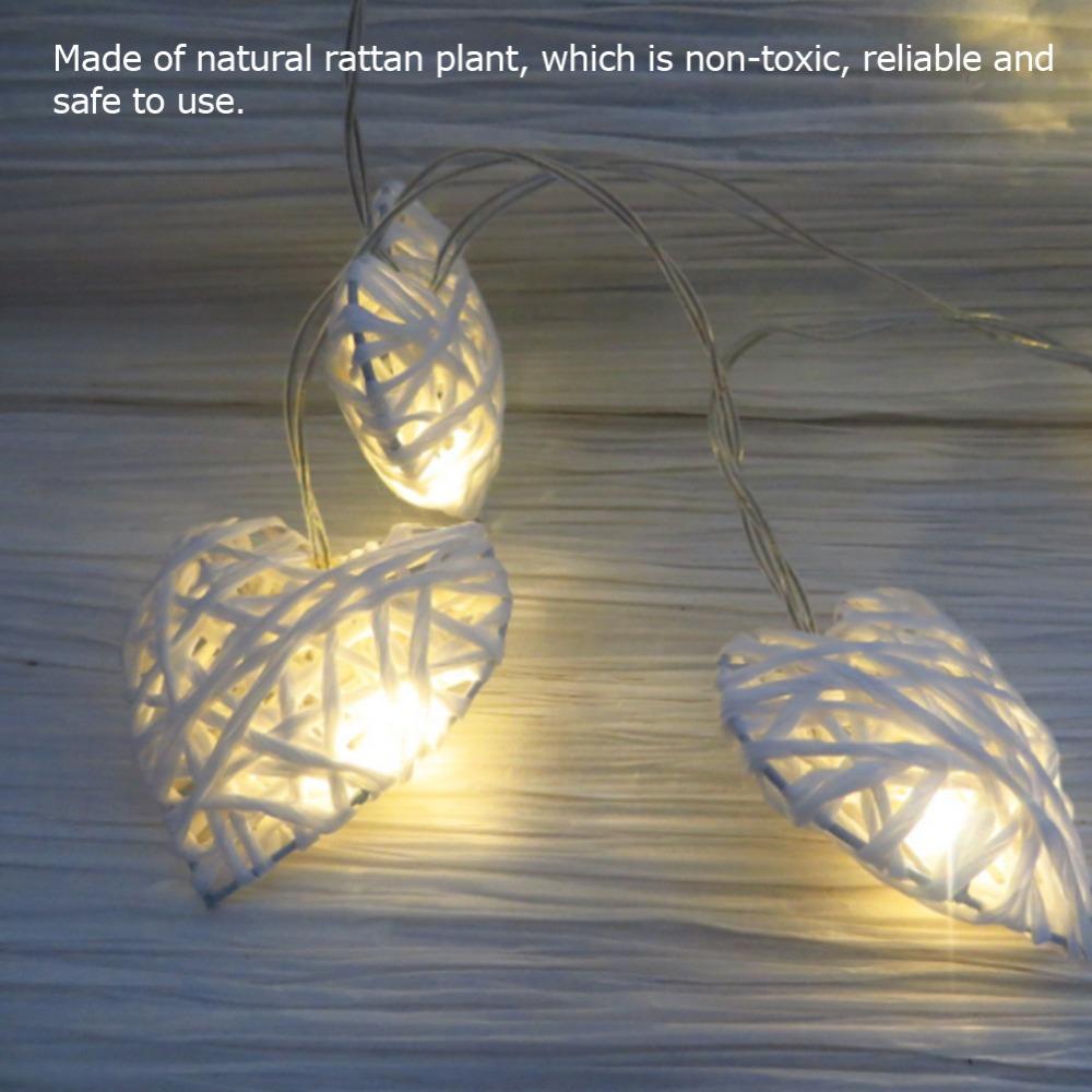 2.8in Heart Rattan Ball 10LED Woven Heart Pendant Scene Layout Ornament  Party Arrangement