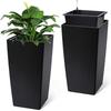 Tall Planters Set of,Outdoor Indoor Black Planter Pots, High Front Porch Planter Pots with Drainage Holes Water Level Monitor Inner Bucket