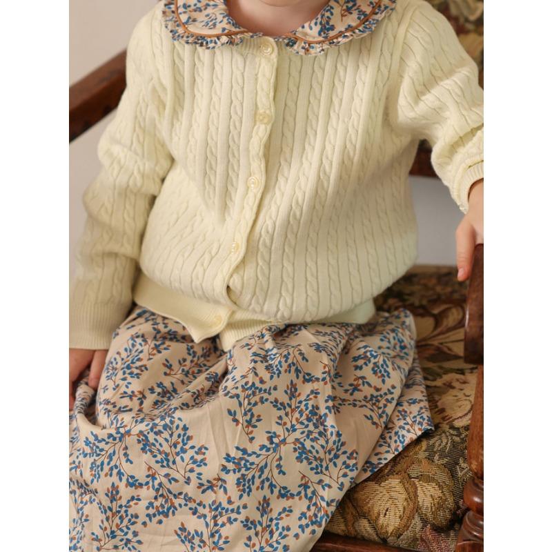 Girls Long Sleeve Knit Cardigan Solid Color Casual Kids Top
