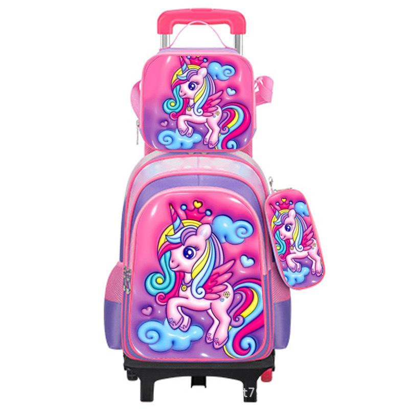 Children S Schoolbag Three-Piece Tie Rod Bag 3D Three-Dimensional Removable Student Schoolbag Double Shoulder