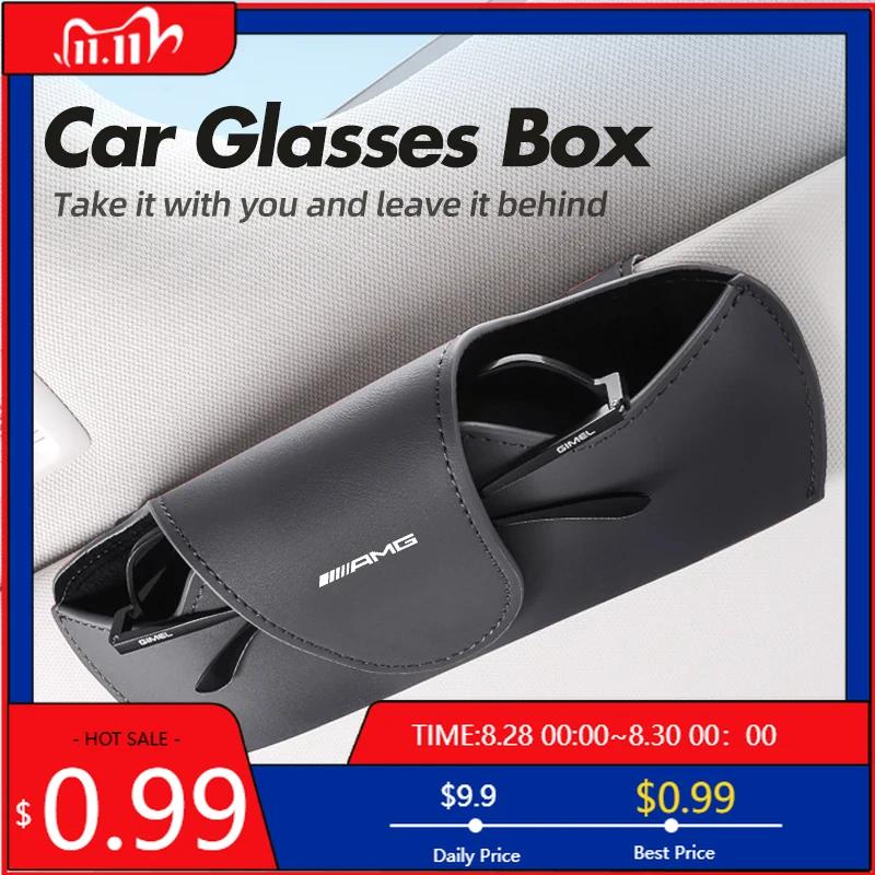 GLC GLB Car Sun Visor Glasses Box Sunglasses Card Ticket Holder Case For Mercedes Benz AMG A C E Class W201 W210 W108 W204 W20