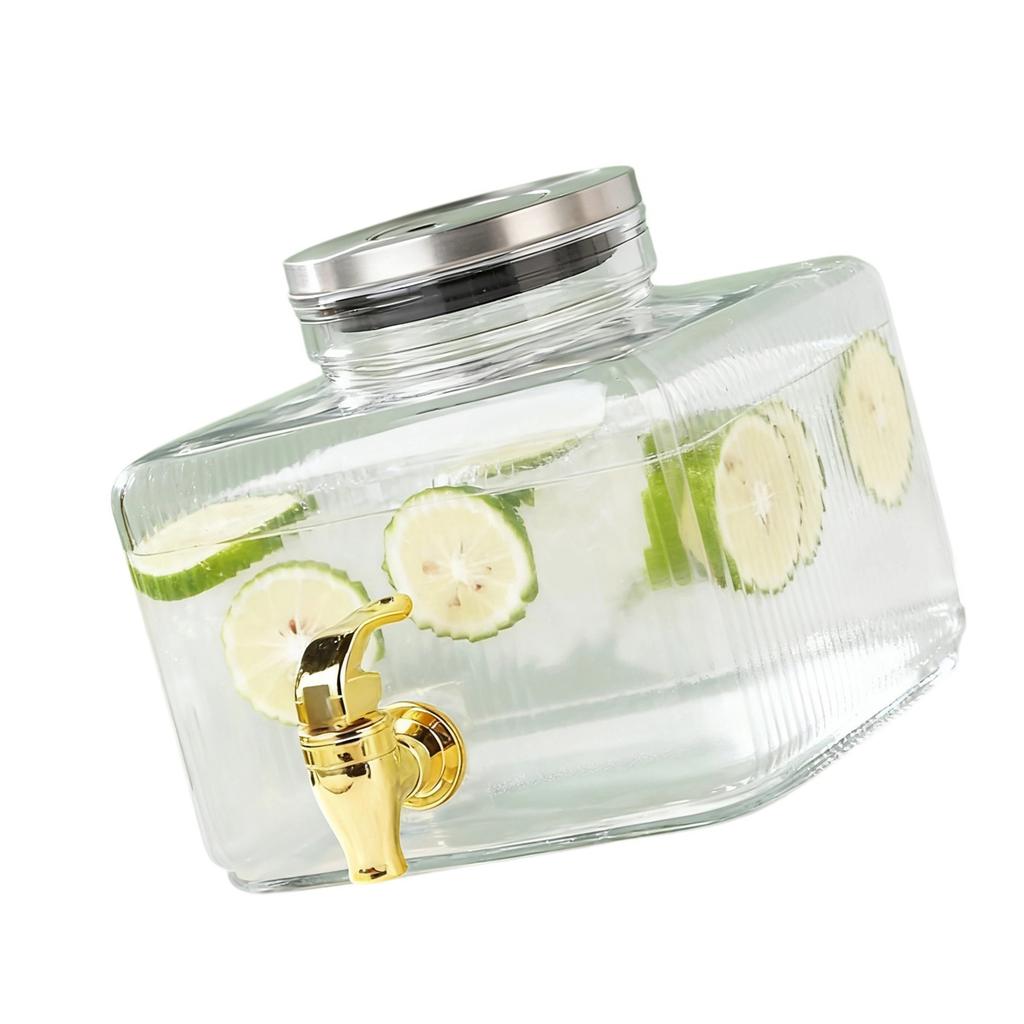Clear Glass Juice Pitcher With Leak Proof Lid And Easy Press Dispensing System Party Water Jugs with Spigot