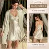 Sexy women's pajamas premium pure lace suspender nightdress with chest pad long-sleeved loungewear set