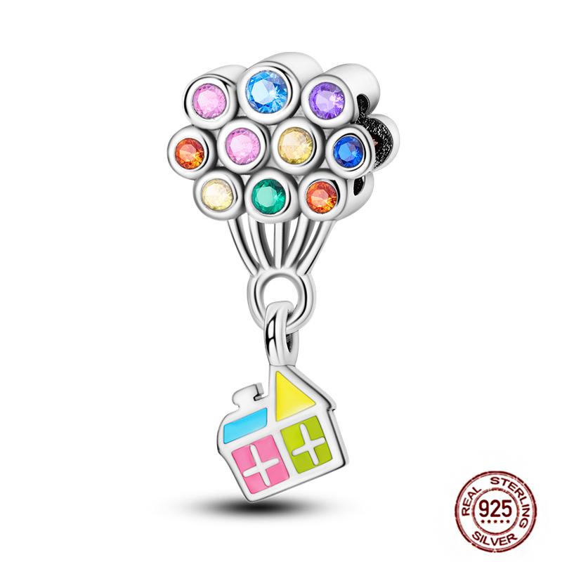 Air Balloon Flying House Charm Beads Fit Necklac Copper Original Bracelets Pendant Women Beads Diy Jewelry
