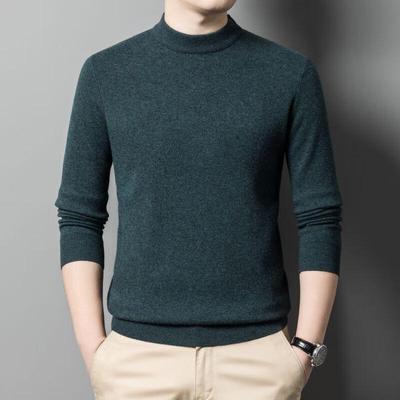 Men's 100% Merino Wool Half-High Collar Pullover Sweater