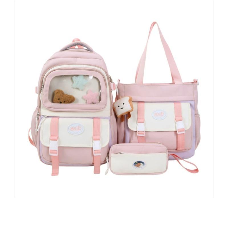 Beautiful Three Piece Cute Girl Backpack Set Large Capacity Backpack for Junior High School and College Students Traveling Bag