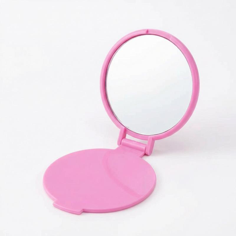 Portable Mini Folding Makeup Mirror with Single-Sided Logo Print - Compact and Ideal for Touch-Ups