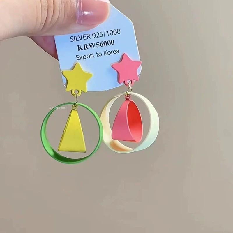 Dopamine Floral Shell Earrings: Colorful, Unique, Exaggerated Drops for Women - Perfect Spring Accessory.
