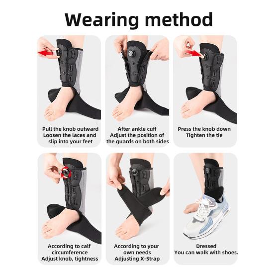 Adjustable Ankle Brace with Dual Aluminum Splints Ankle Stabilizer Knob-Controlled Compression X-Type Restraint Belt for Sports Injury Recovery