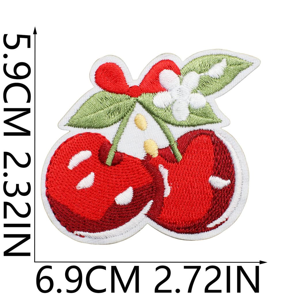 New Fruit Embroidery Cloth Sticker, Clothes Bag Decoration Patch Sticker, Cherry Small Mouth Computer Embroidery Stamp, Ironing