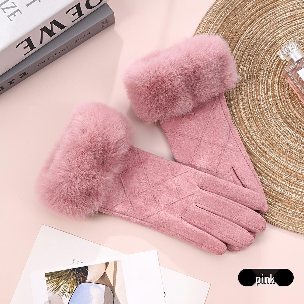 Women's Suede Velvet Bowknot Touchscreen Gloves - Warm & Cozy for Autumn/Winter