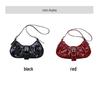 Korean-Style Retro Pleated Crescent Shoulder Bag for Women