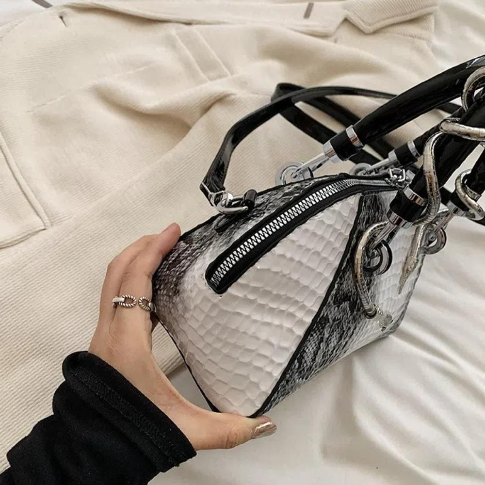 New Stone Pattern Women's Bag Handbags Large Capacity Crossbody Shell Bag With Snake Hardware Top-handle Shell Bag
