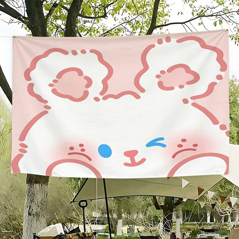 Light Pink Soft Cute Blinking Cloud Bear Cartoon Tapestry, Adorable Wall Art for Bedroom Living Room Dorm