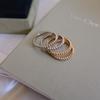 Bead Ring Women's 18k Rose Gold Plated CNC Engraved Stacked Bead Ring