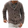 E Moda Uomo Invernale Cardigan Largo Caldo Giacca con Cappuccio e Revers Maglione Cappotto a Maglia
