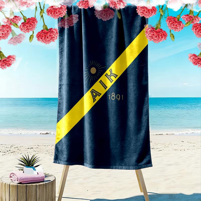 AIK Football Print Beach Towel, Large Soft Quick Dry Towel for Beach Camping Swimming