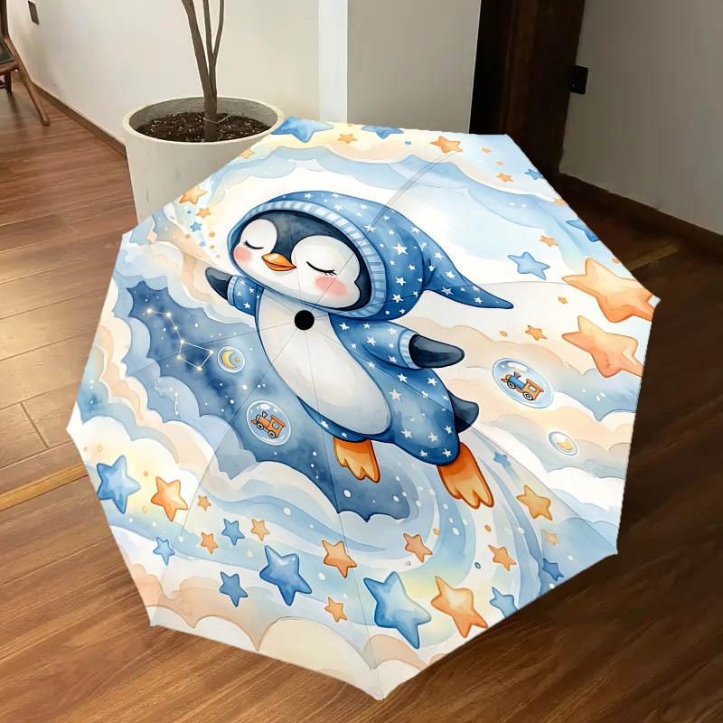 1PC Penguin Umbrella-8-Rib Reinforced, Automatic Open, Lightweight & Durable, Fashion Accessory for Outdoor, H0353