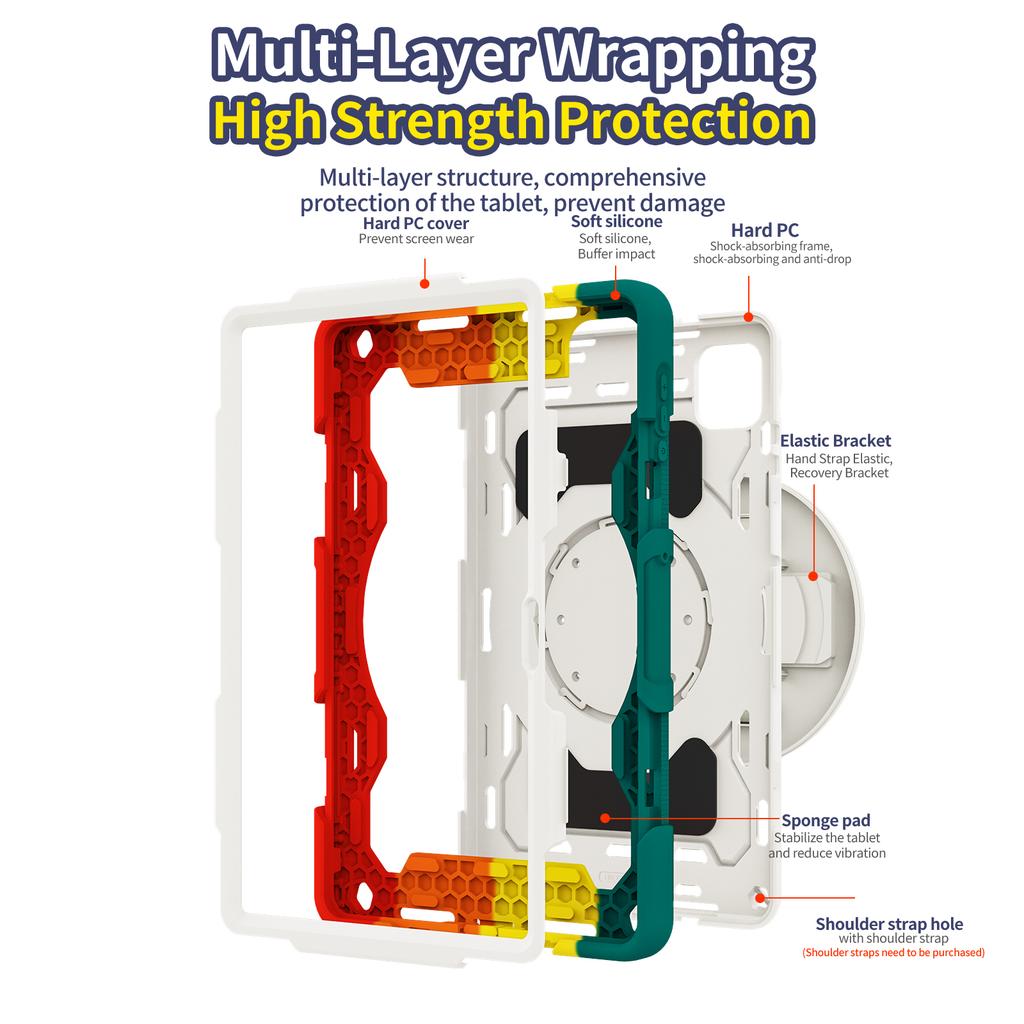 Rugged Stand Case Universal For Huawei Honor Pad X9a X9 Pro 2025 11.5" ELN2-W29 360 Rotating Heavy Duty Cover With Hand Strap