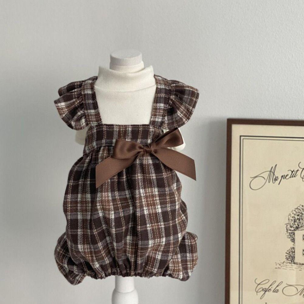 Retro Pet Plaid Strap Skirt Soft Dog Vest Dresses Fashion Pet Clothes  For Puppy Kittens