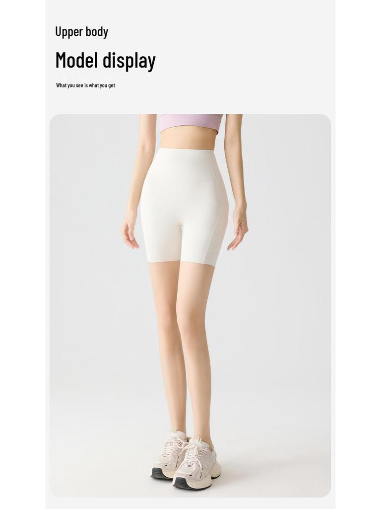 Women's High Waist Pocket Yoga Pants - Summer Three-Quarter Length, Shark Skin, Nude Feel, Hip Lifting, Thin Outward Wear