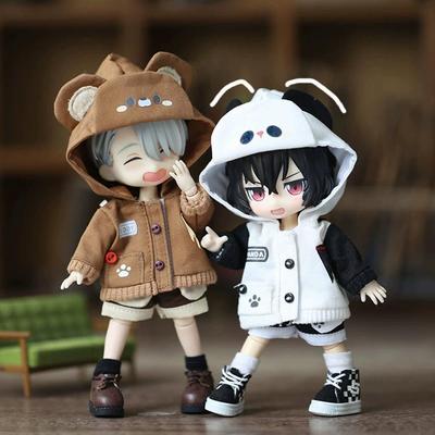 OB11 Doll Bear Coat Collection Clothes Plus Trousers Suit Designed For Ob11 1/12 Doll Outfit Daily Casual Accessories Designed For Children Diy