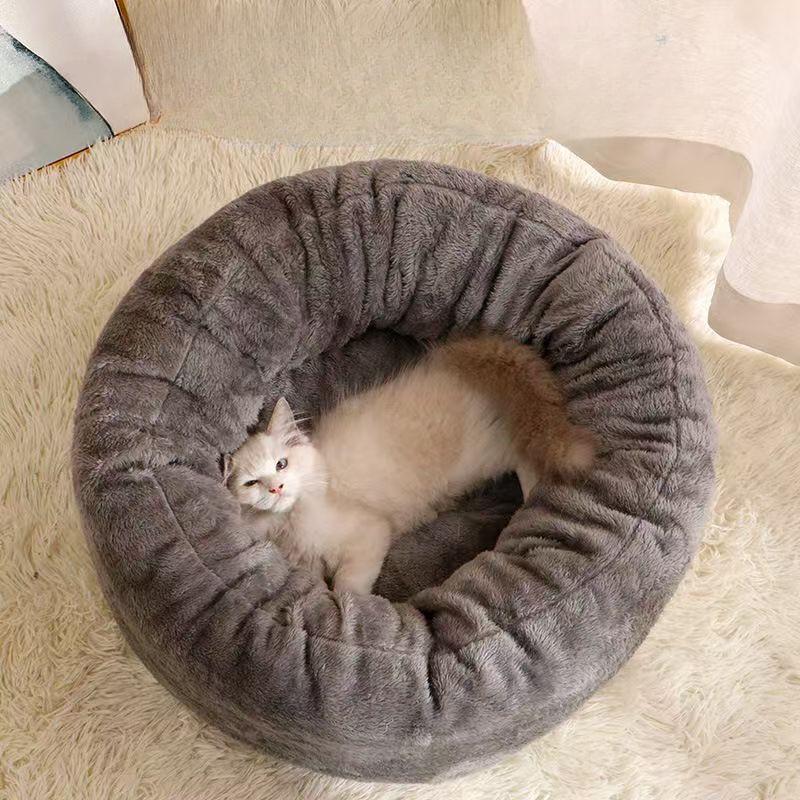 Arctic Velvet Round Nest Katzennest Warm im Winter Winterhundehütte Verdickte Katzenhaustiermatte Treten Sie auf Milch, um das Kätzchennest warm zu halten