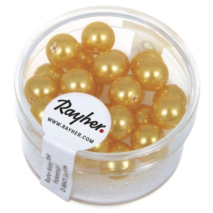 Renaissance Perles en verre , 8mm ø, jaune soleil, boîte 25 pces