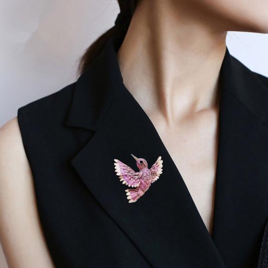 Hummingbird Brooch Flying Bird Lapel Pin Artistic Bird Brooch Accessory for Women Shirts Coats Sweaters Hummingbird Lovers