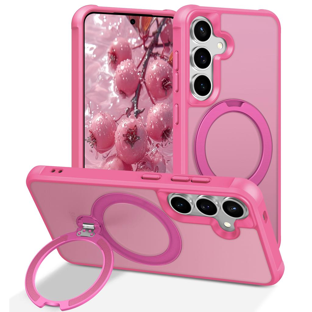 For Samsung Galaxy S24+ Magnetic Case Kickstand TPU PC Shockproof Phone Back Cover