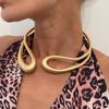 Glossy Retro Irregular Round Metal Choker Necklace for Women