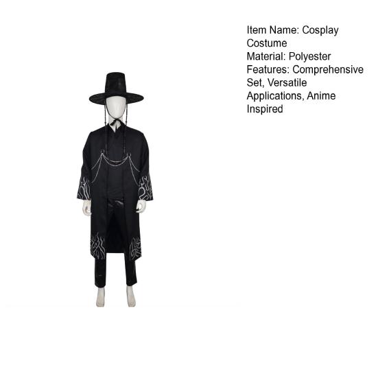Korean Anime Cosplay Costume Black Flame Robe Shirt Pant Hat Set Villain Role-playing Outfit for Kids Halloween Carnival Performance