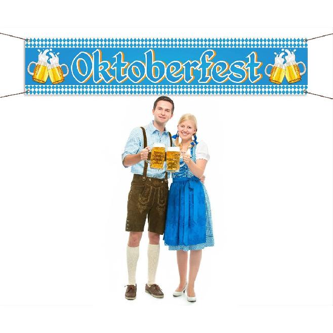 Nepnuser Oktoberfest Fence Banner for German October Fest Themed Party Decoration Blue Bavarian Flag Check Hanging Banners for Beer Party Supply
