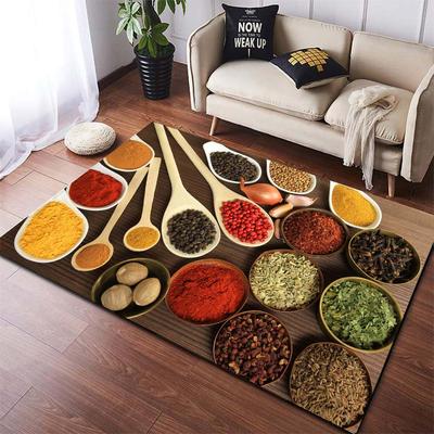 Lindas especiarias e utensílios de mesa padrão tapete de porta cozinha antiderrapante tapetes de banheiro área quarto tapete
