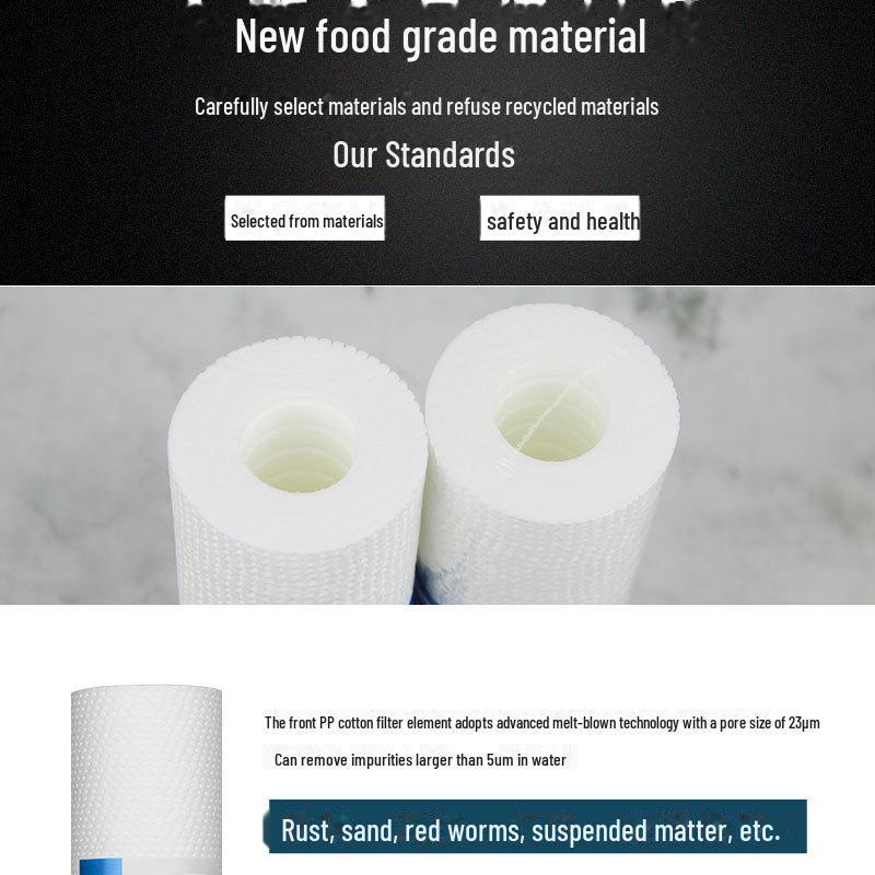 9.5" Water Purifier Filter: 1 Micron PP Cotton, Activated Carbon, Pre-Stage Filtration (First Three Stages)