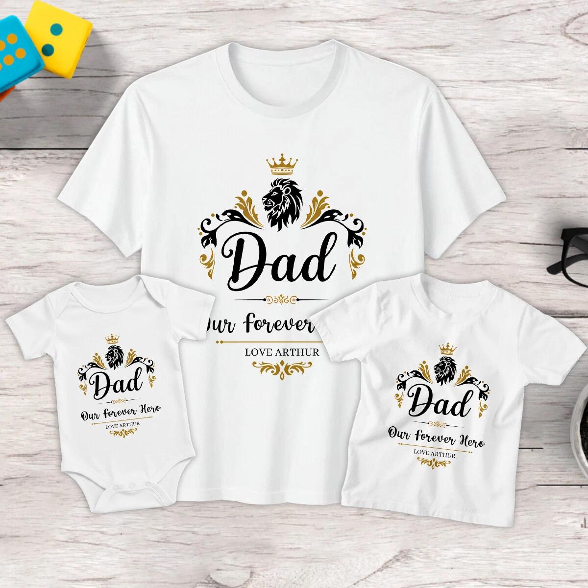 Personalised Mens Kids Our Forever Hero Funny Fathers Day T-Shirt Tee Romper #FD S
