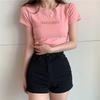 Summer Letter Embroidery Slim Short-sleeved T-shirt Female Student Blouse Women's Clothing
