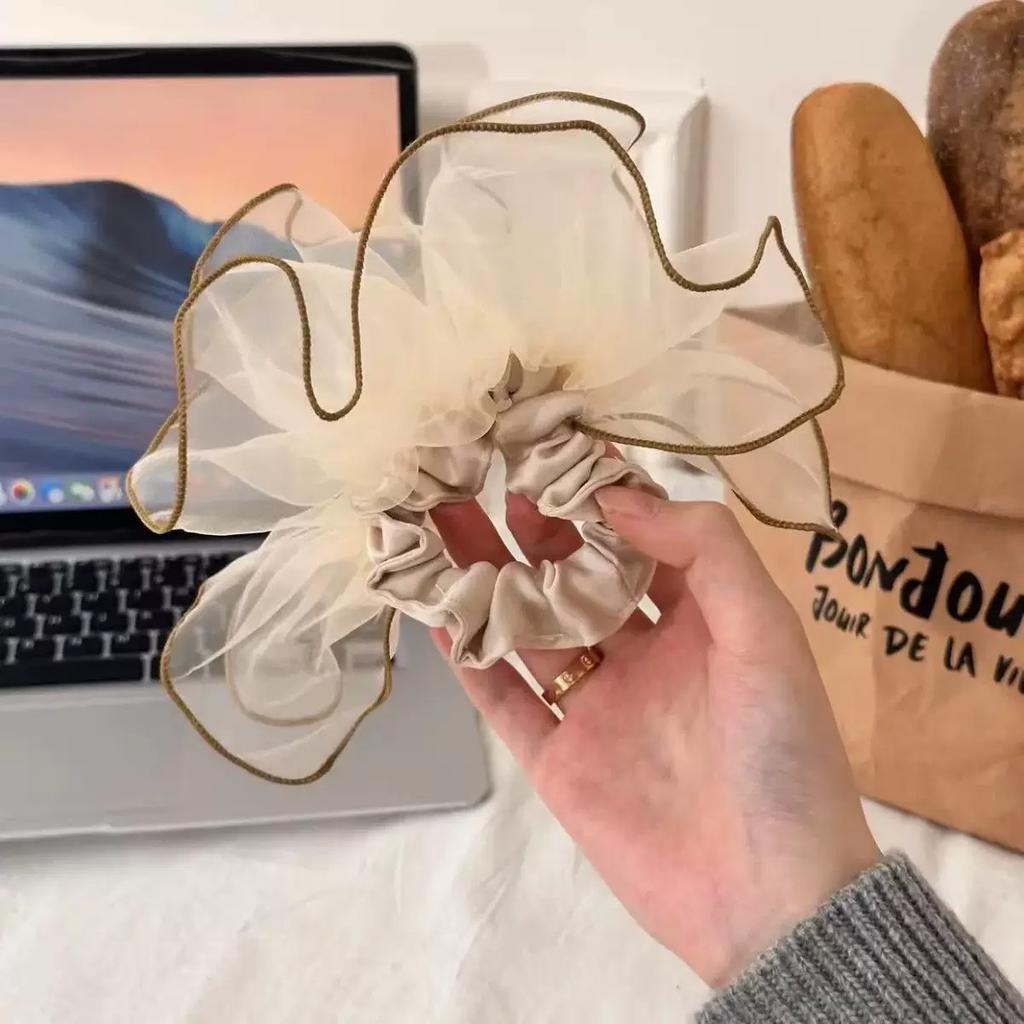 Eugen Yarn Skirt Large Intestine Hair Band Mesh Yarn Pleated Head Flower Hair Rope Tied Head Rope Rubber Band Hair Accessories