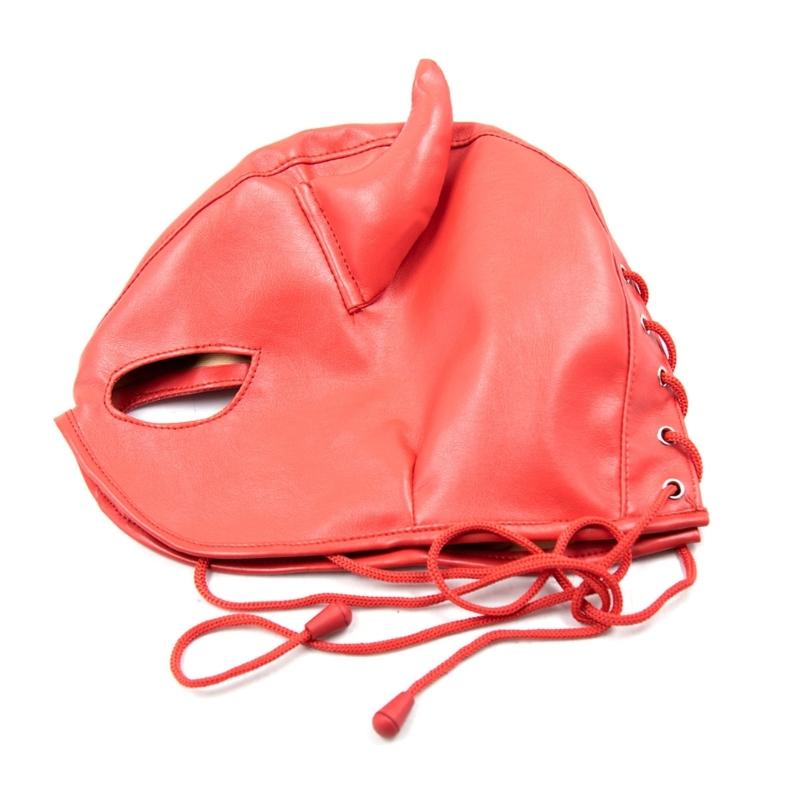 Kaptur PU Czarny Pokrowiec na Głowę Maska do Odgrywania Ról Nieznana Tajemnica Flirtująca Zabawa