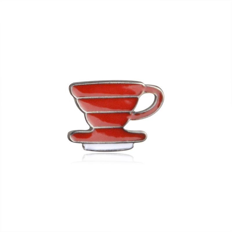 European & American Coffee Series Jewelry: Pour-over Kettle, AeroPress, Chemex, Filter Cup Alloy Brooch