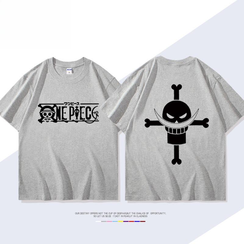ONE PIECE Animation Derivatives White Beard EdwardNewgate Printed Short Sleeve Tshirt Mens Womens Fashion Loose Cotton Top
