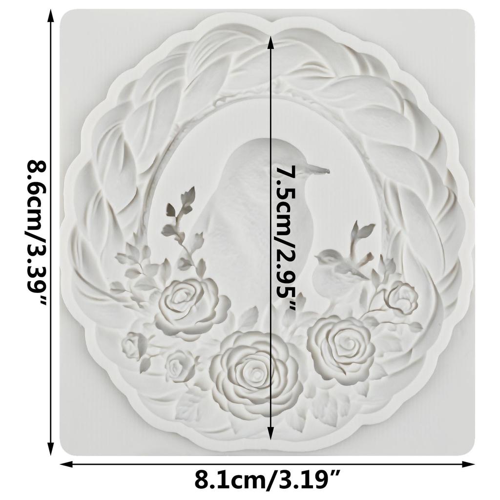 Bird Wreath Silicone Molds Bird Photo Frame Fondant Mold Cake Decorating Tools Cupcake Topper Candy Chocolate Gumpaste Mold
