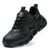 Fashion Black Work Shoes Steel Toe Safety Shoes Mesh Breathable Work Shoes Protective Anti-slip Lightweight Safety Work Sneakers for Men