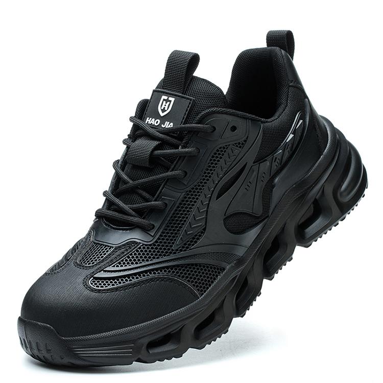 Fashion Black Work Shoes Steel Toe Safety Shoes Mesh Breathable Work Shoes Protective Anti-slip Lightweight Safety Work Sneakers for Men