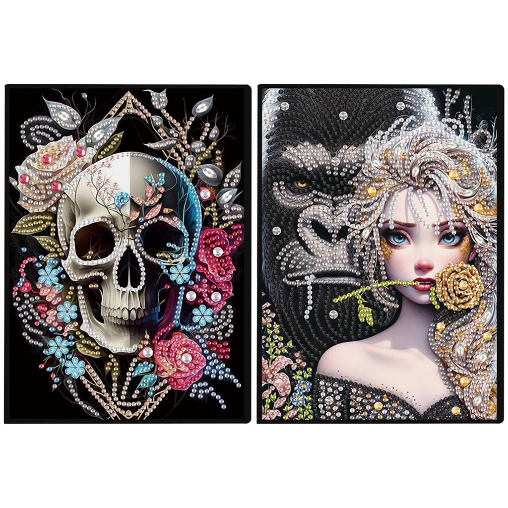 2pcs Partial DIY 50 Pages A5 Diamond Painting Notebook Special Shaped Diamond Art Diary Book Kits for Adults Beginner