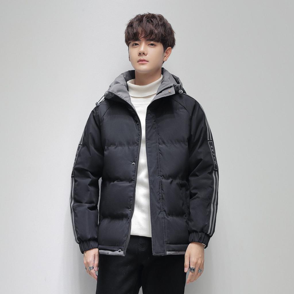 Autumn and Winter Striped Hooded Jacket Youth Loose Thickened Warm Large Size Cotton Clothes