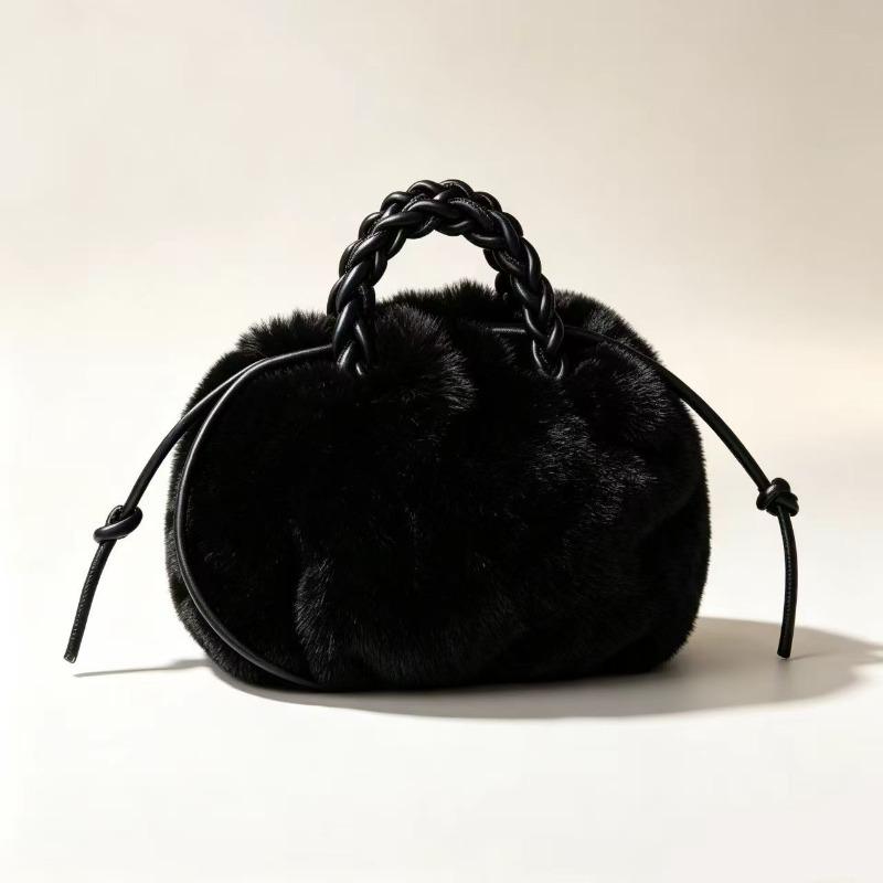 New Plush Bag Imitation Rabbit Fur Cute Pumpkin Bag Portable Lady Bag Autumn and Winter Clouds Soft and Cute Temperament Shoulder Messenger Bag